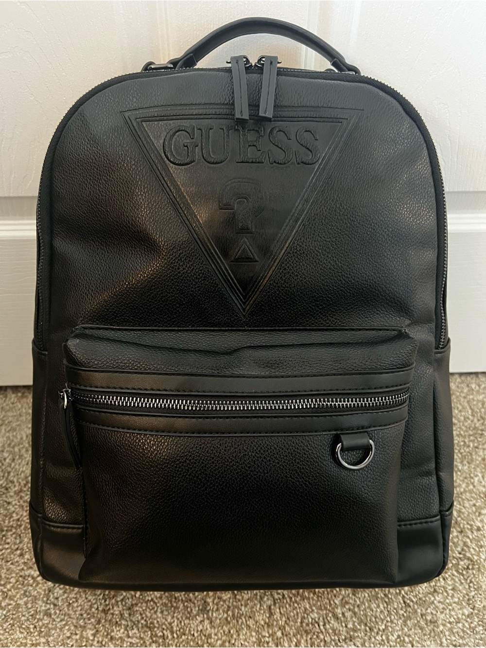 GUESS Black Logo Leather Backpack